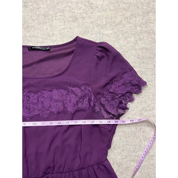 Doe & Rae Purple Short Sleeve With Lace Trim Mini Dress Size 1X - Picture 8 of 10
